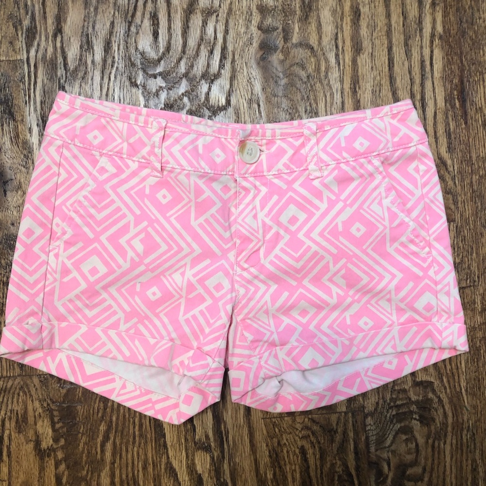 Pink and Off-white Patterned American Eagle Shorts